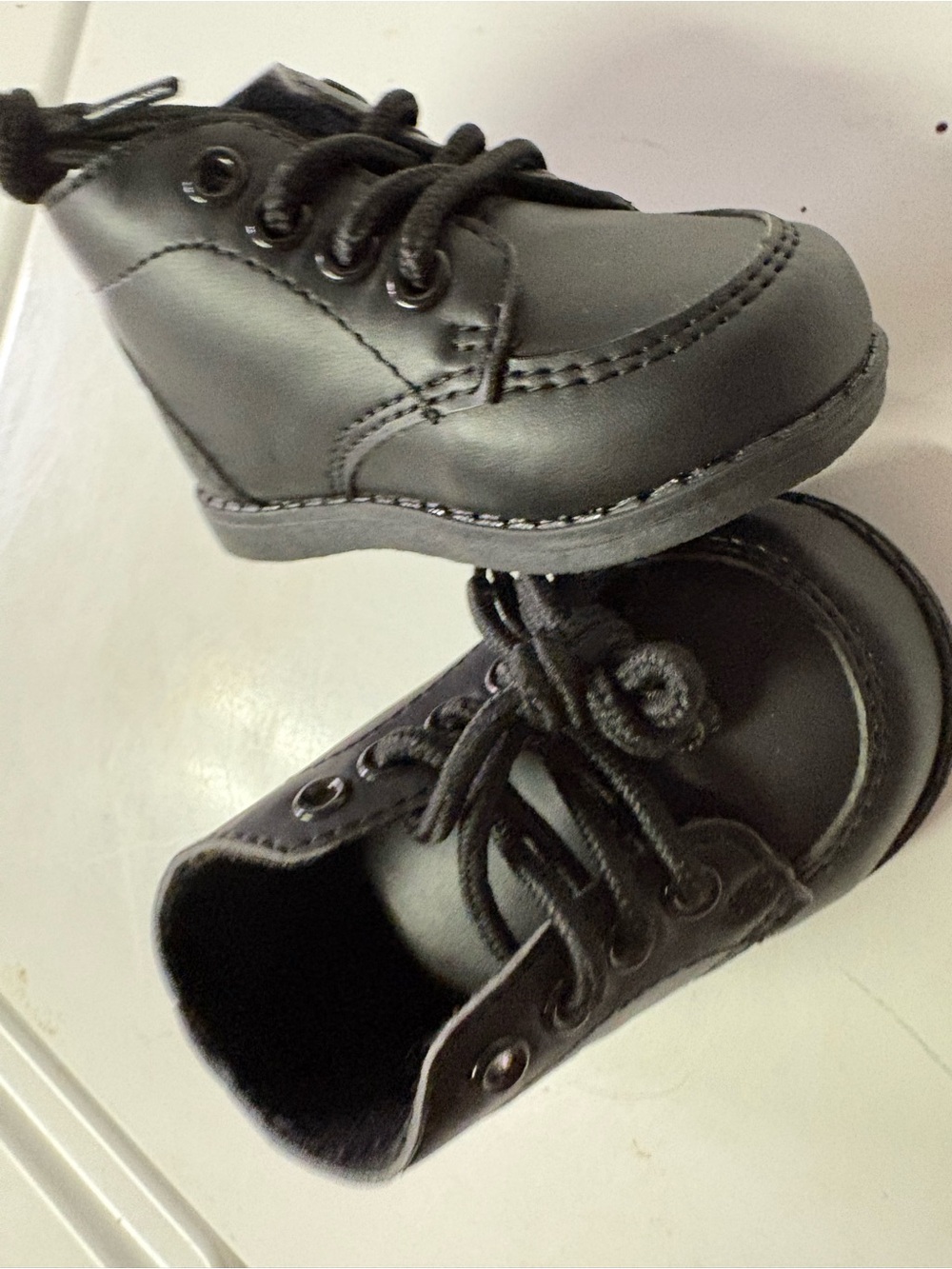 Children's Black Lace-Up Ankle Boots for Toddlers